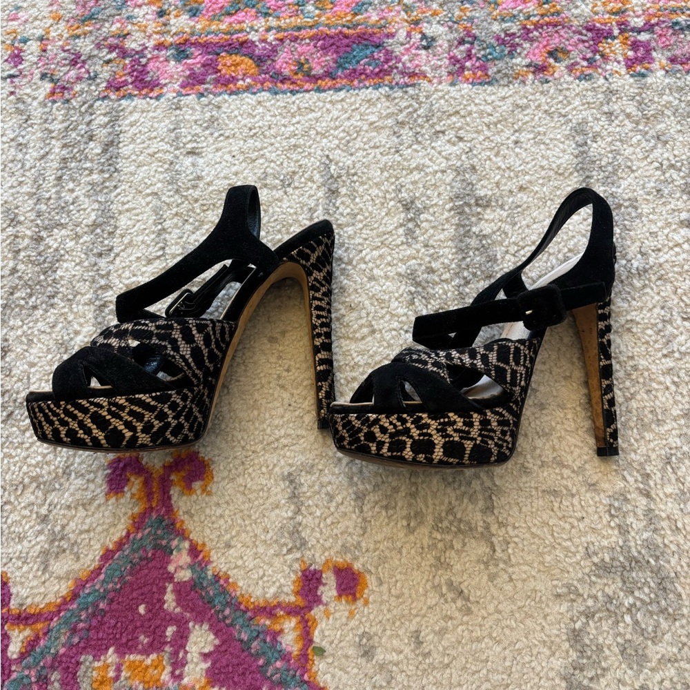 Y2K Christian Dior Lace Platform Peep-Toe Slingback Heels - Picture 3 of 6